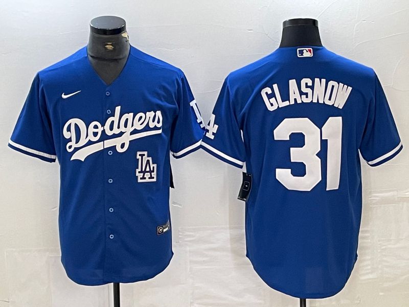 Men Los Angeles Dodgers 31 Glasnow Blue Nike Game MLB Jersey style 5